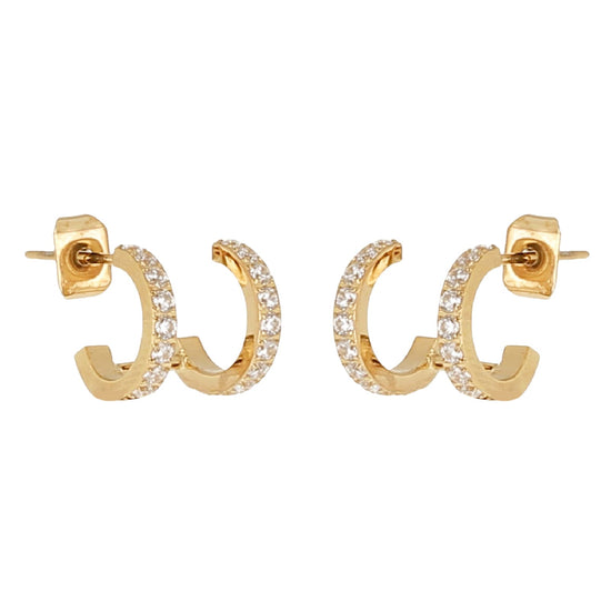 Orecchini a cerchio ZAG Bijoux acciaio dorato fila di zirconi MISURA UNICA