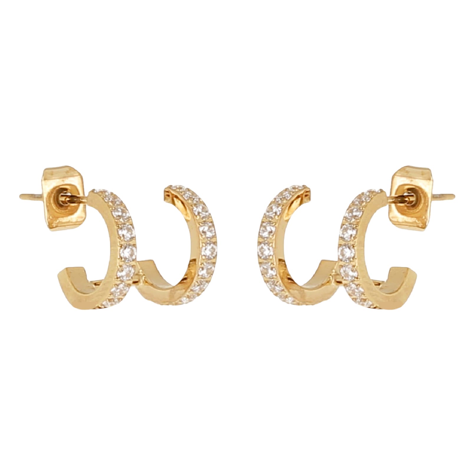 Orecchini a cerchio ZAG Bijoux acciaio dorato fila di zirconi MISURA UNICA