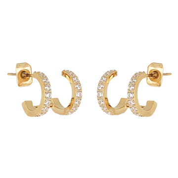 Orecchini a cerchio ZAG Bijoux acciaio dorato fila di zirconi MISURA UNICA