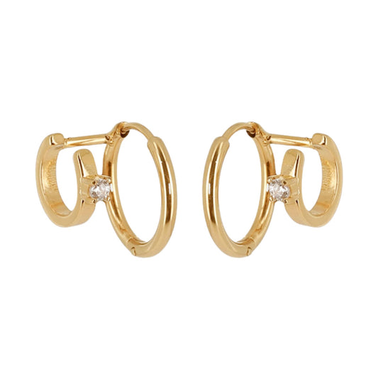Orecchini a cerchio ZAG Bijoux acciaio oro lucidi con zircone MISURA UNICA