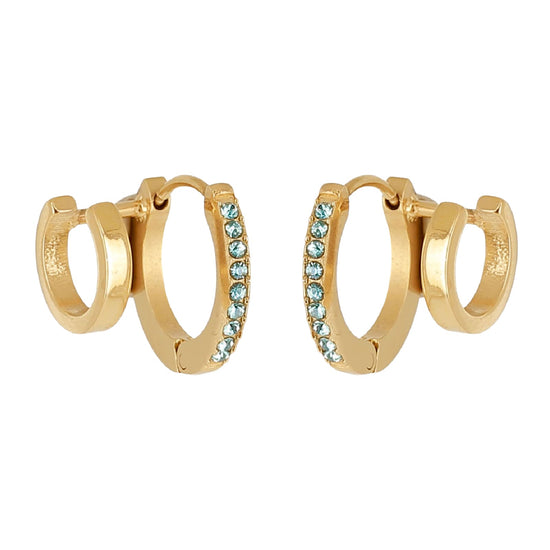 Orecchini a cerchio ZAG Bijoux acciaio oro zirconi azzurri MISURA UNICA