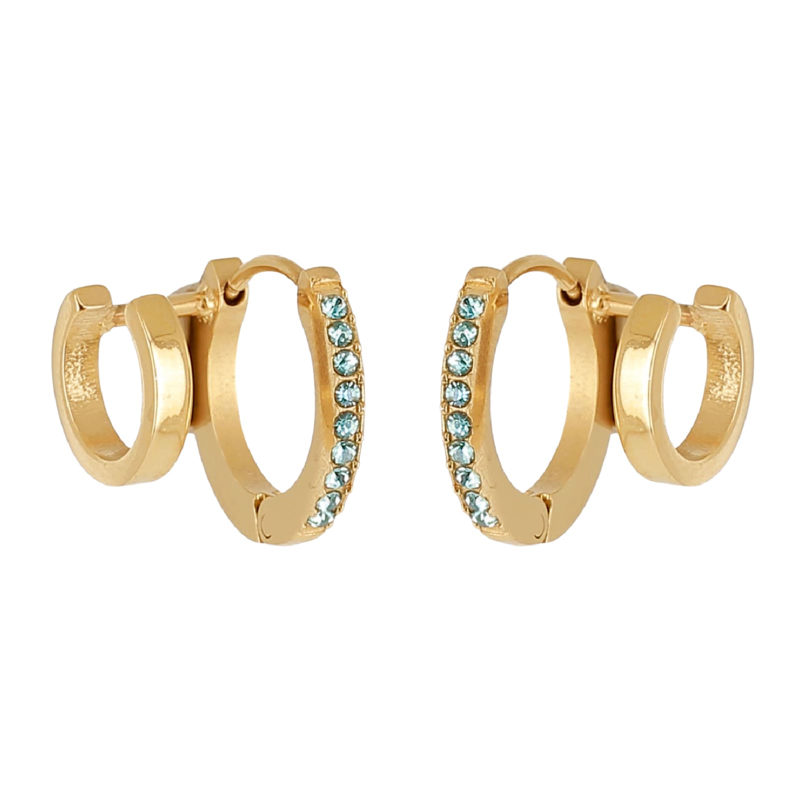 Orecchini a cerchio ZAG Bijoux acciaio oro zirconi azzurri MISURA UNICA