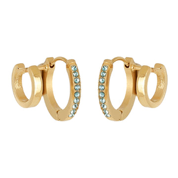 Orecchini a cerchio ZAG Bijoux acciaio oro zirconi azzurri MISURA UNICA