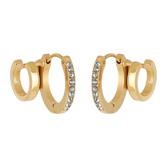 Orecchini a cerchio ZAG Bijoux acciaio oro zirconi bianchi MISURA UNICA