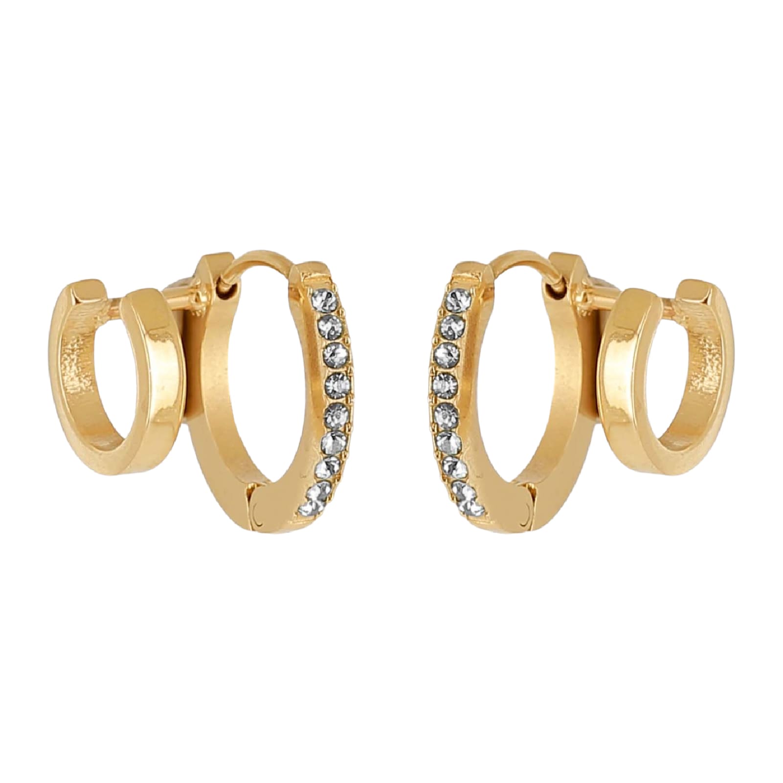 Orecchini a cerchio ZAG Bijoux acciaio oro zirconi bianchi MISURA UNICA