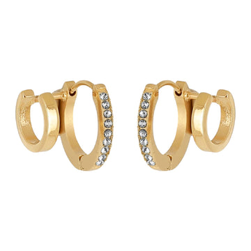 Orecchini a cerchio ZAG Bijoux acciaio oro zirconi bianchi MISURA UNICA