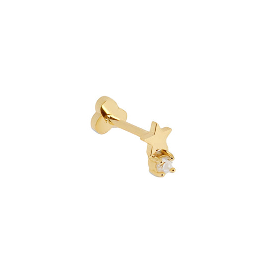 Mono orecchino a lobo ZAG Bijoux acciaio oro stella e zircone MISURA UNICA
