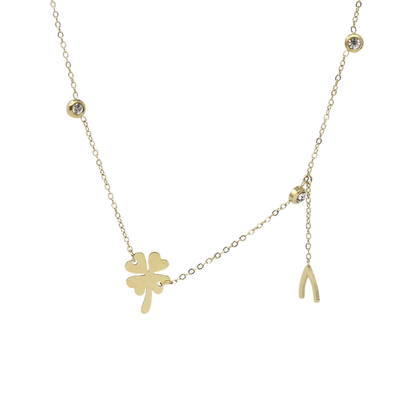 Collana girocollo con quadrifoglio ZAG Bijoux acciaio dorato MISURA UNICA