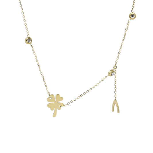 Collana girocollo con quadrifoglio ZAG Bijoux acciaio dorato MISURA UNICA
