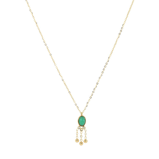 Collana girocollo ZAG Bijoux in acciaio dorato con malachite MISURA UNICA