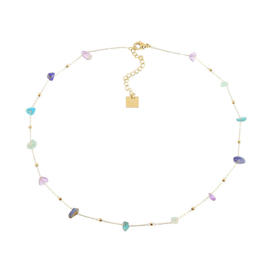 Collana girocollo ZAG Bijoux acciaio dorato pietre toni blu MISURA UNICA