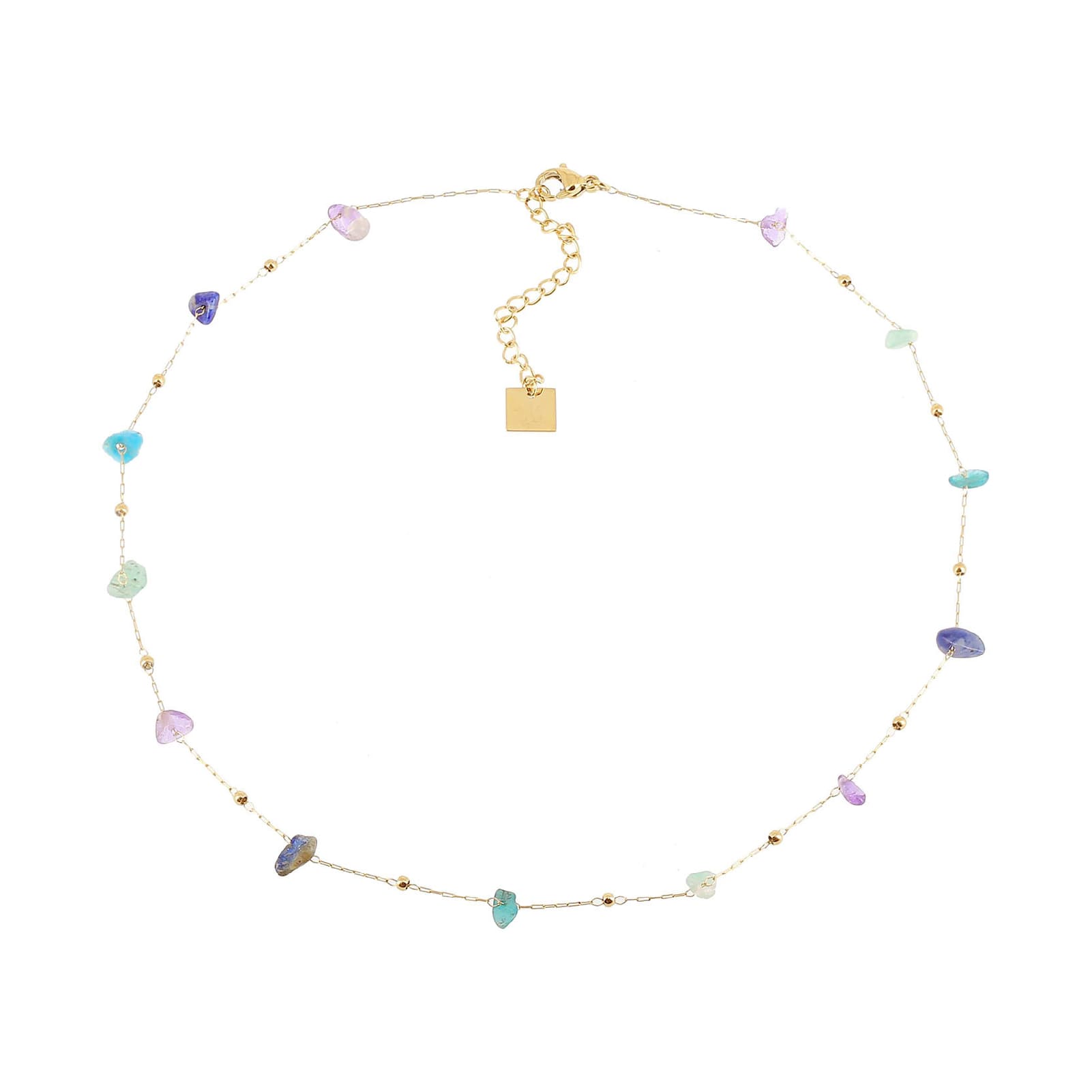 Collana girocollo ZAG Bijoux acciaio dorato pietre toni blu MISURA UNICA