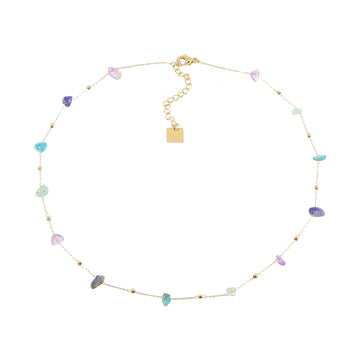 Collana girocollo ZAG Bijoux acciaio dorato pietre toni blu MISURA UNICA