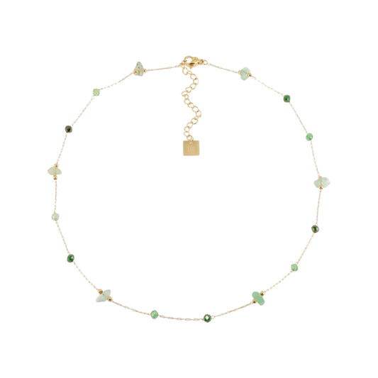 Collana girocollo ZAG Bijoux acciaio dorato con pietre verdi MISURA UNICA