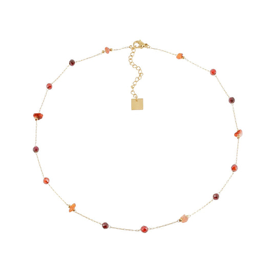 Collana girocollo ZAG Bijoux acciaio dorato con pietre rosse MISURA UNICA