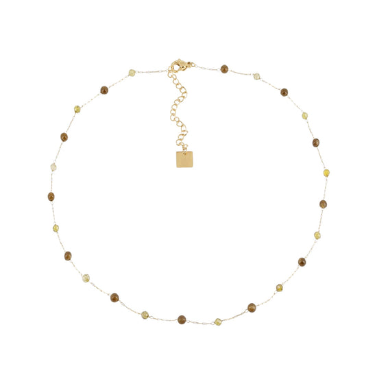 Collana girocollo ZAG Bijoux acciaio dorato pietre marroni MISURA UNICA