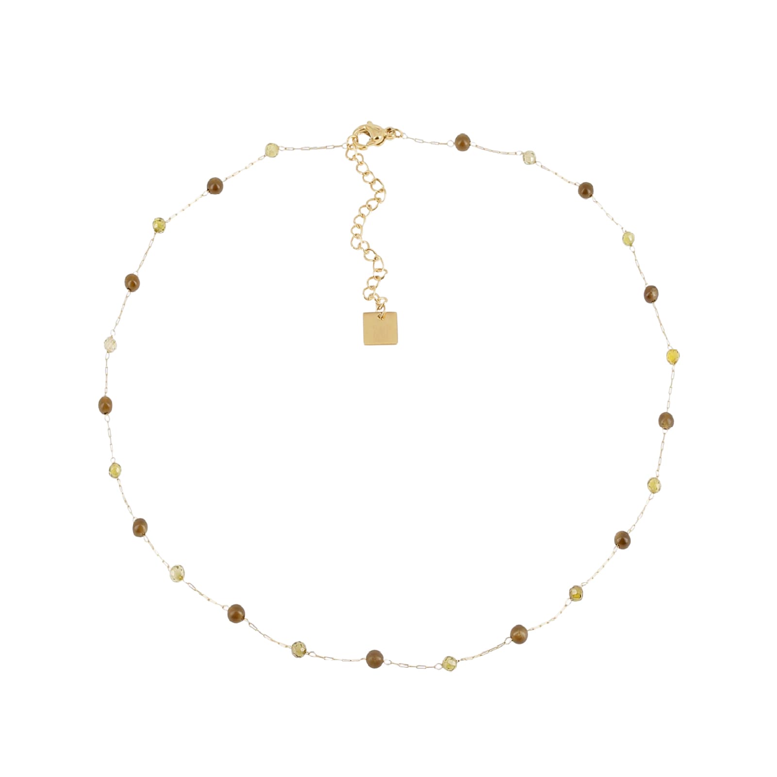 Collana girocollo ZAG Bijoux acciaio dorato pietre marroni MISURA UNICA