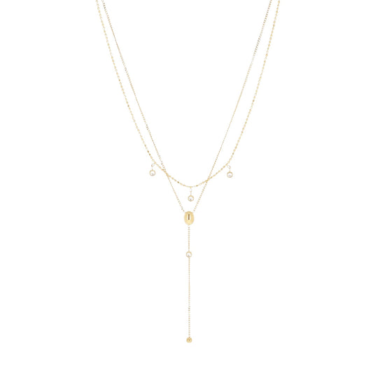 Collana girocollo a Y ZAG Bijoux acciaio dorato con zirconi MISURA UNICA