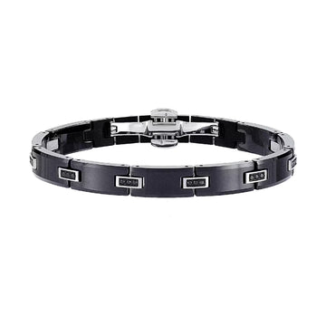 Bracciale uomo Zancan in acciaio con pvd nero con cristalli 21 cm