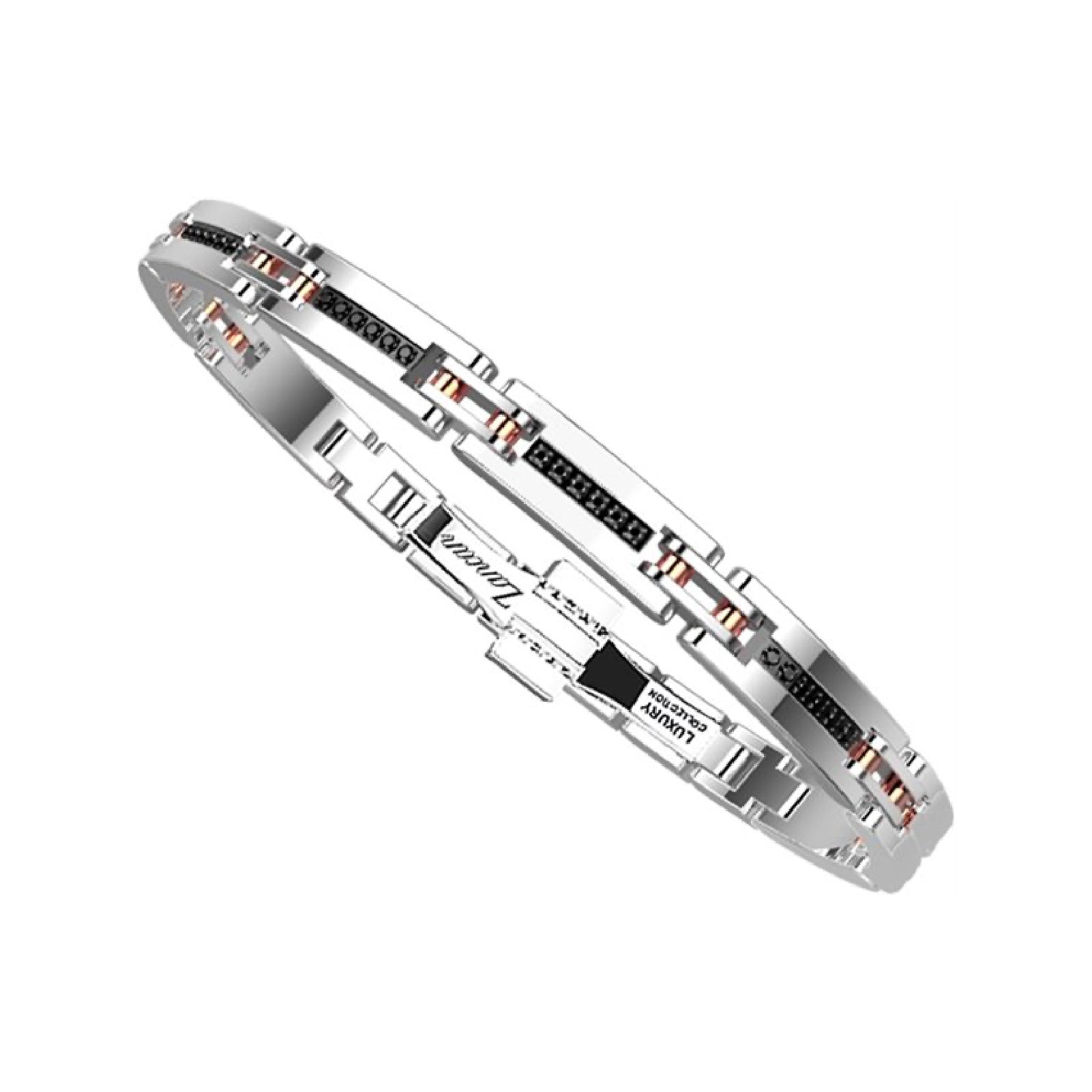 Bracciale uomo Zancan in acciaio con pvd rosé con spinelli 21 cm