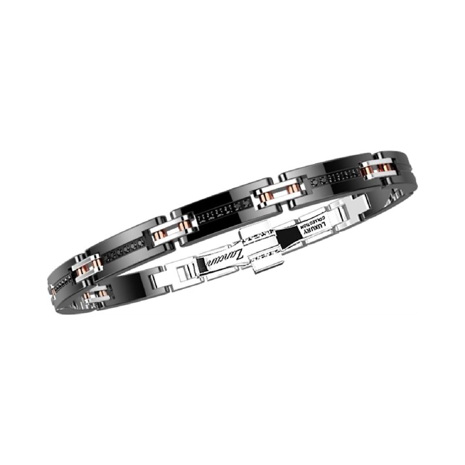 Bracciale uomo Zancan acciaio pvd rosé e nero con spinelli 21 cm