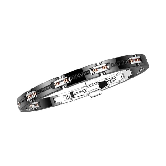 Bracciale uomo Zancan acciaio pvd rosé e nero con spinelli 21 cm