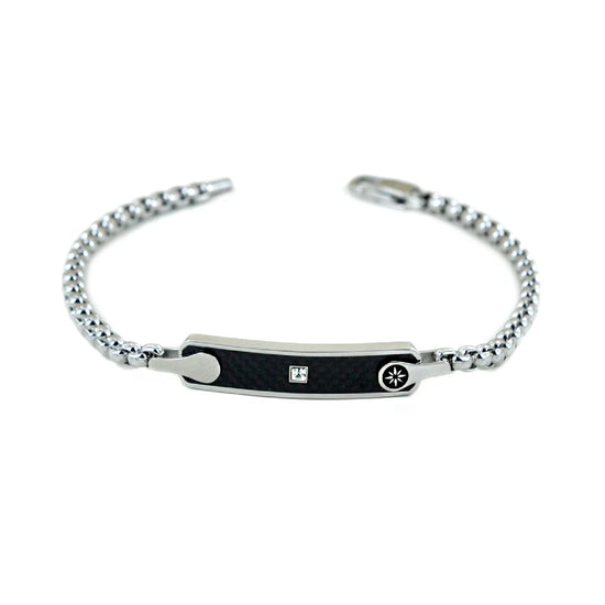 Bracciale uomo Zancan in acciaio con pvd nero rosa venti 21 cm