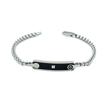 Bracciale uomo Zancan in acciaio con pvd nero rosa venti 21 cm