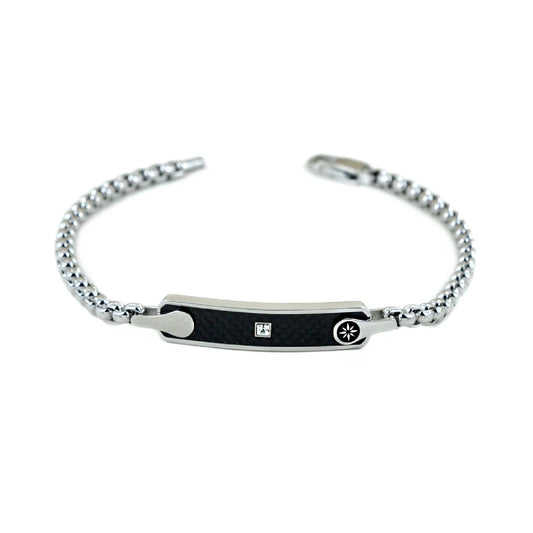 Bracciale uomo Zancan in acciaio con pvd nero rosa venti 21 cm