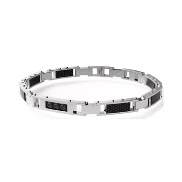 Bracciale uomo Zancan in acciaio con pvd nero 3 zirconi neri 21 cm