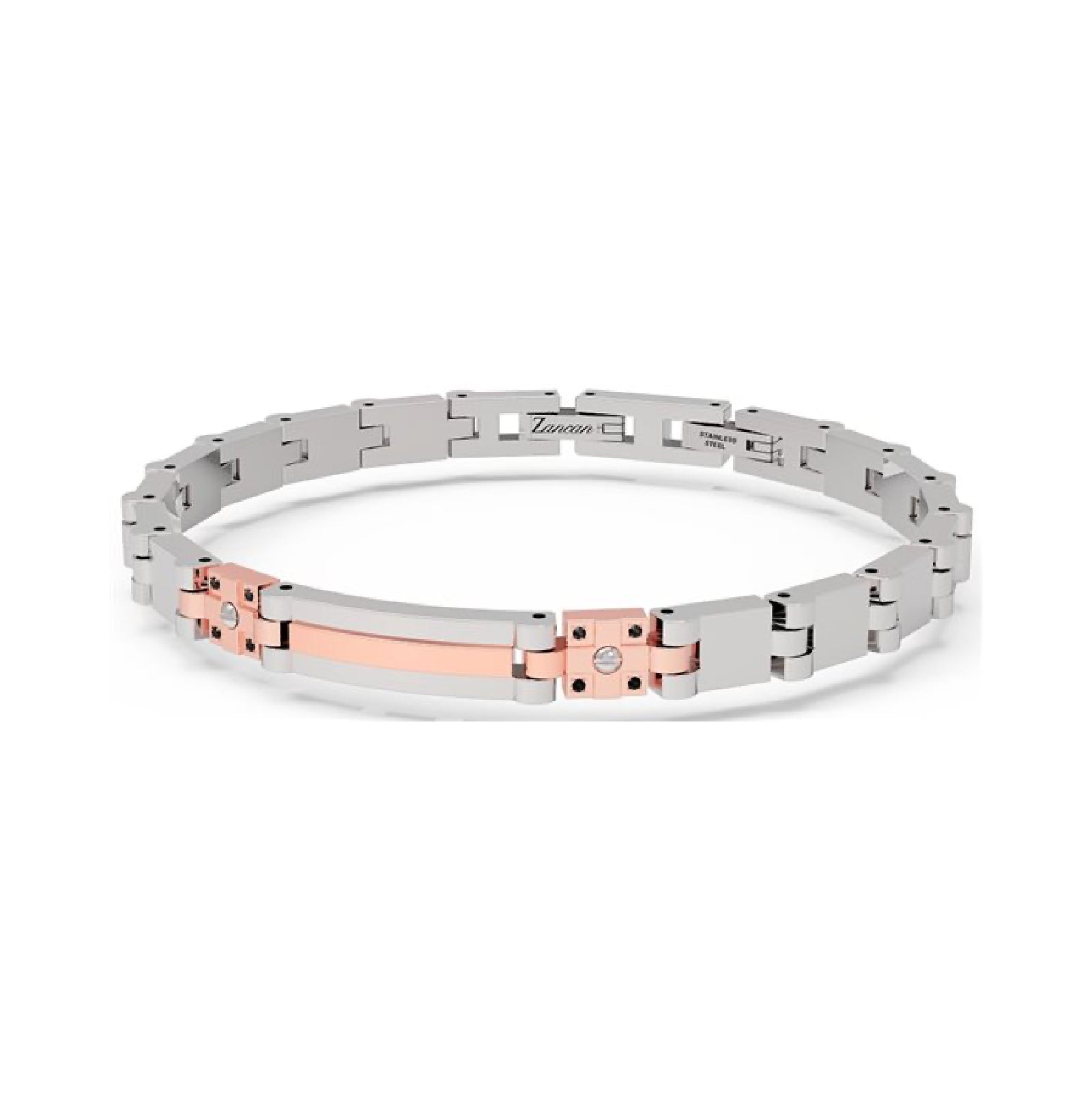 Bracciale uomo Zancan in acciaio con pvd rosé al centro Regolabile 20-22 cm