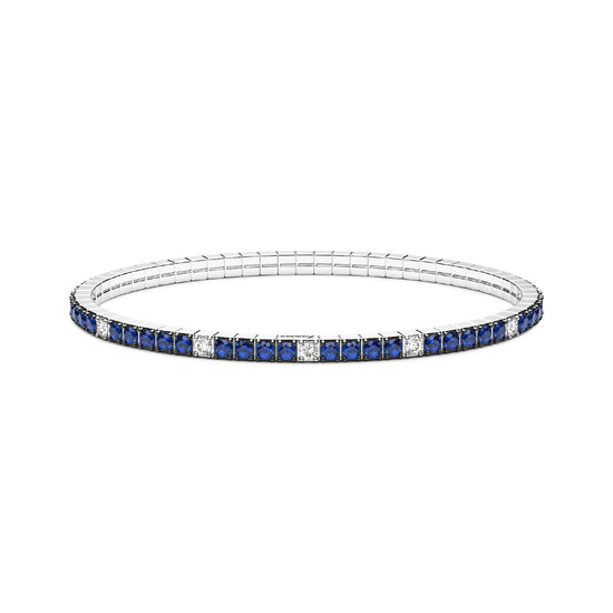 Bracciale elastico tennis Zancan argento zirconi bianchi e blu 19 cm