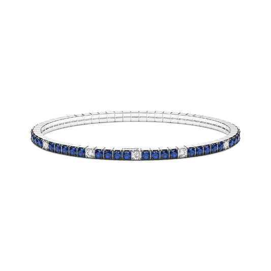 Bracciale elastico tennis Zancan argento zirconi bianchi e blu 19 cm