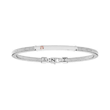 Bracciale Zancan in argento targa con oro rosa e zirconi 21 cm
