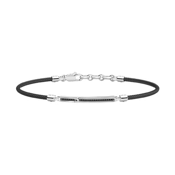 Bracciale uomo Zancan kevlar con targa in argento e spinelli Regolabile 19-20,5 cm