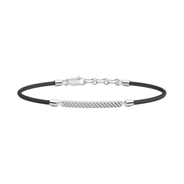 Bracciale uomo Zancan in kevlar con targhetta in argento Regolabile 19-20,5 cm
