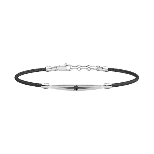 Bracciale uomo Zancan kevlar con targa e decoro in argento Regolabile 19-20,5 cm