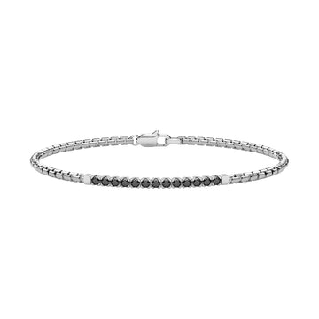 Bracciale catena da uomo Zancan in argento e spinelli neri 20,5 cm