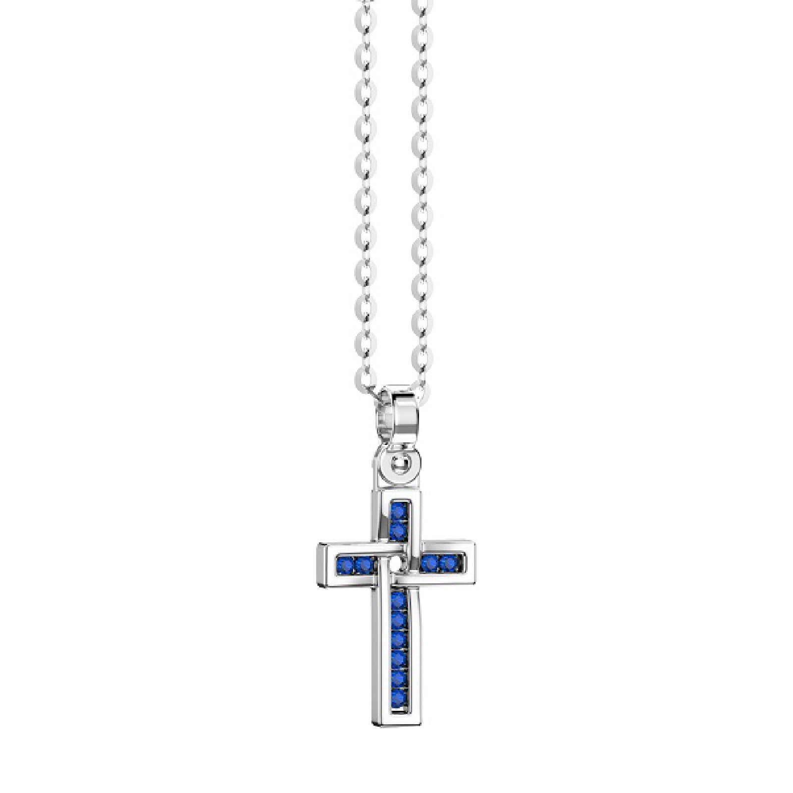 Collana da uomo Zancan in argento con croce e spinelli blu MISURA UNICA