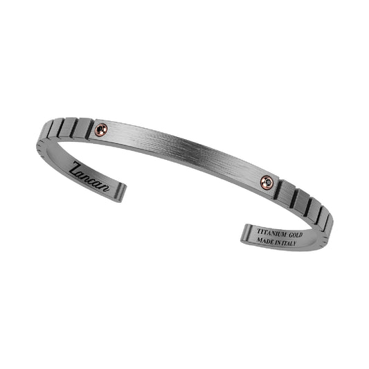 Bracciale rigido aperto uomo Zancan titanio diamante nero Rigido