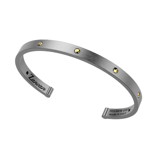 Bracciale rigido aperto da uomo Zancan in titanio con decori Rigido
