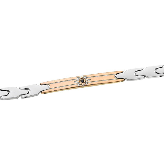Bracciale da uomo Zancan acciaio piastrina rosé e cristallo 21,5 cm