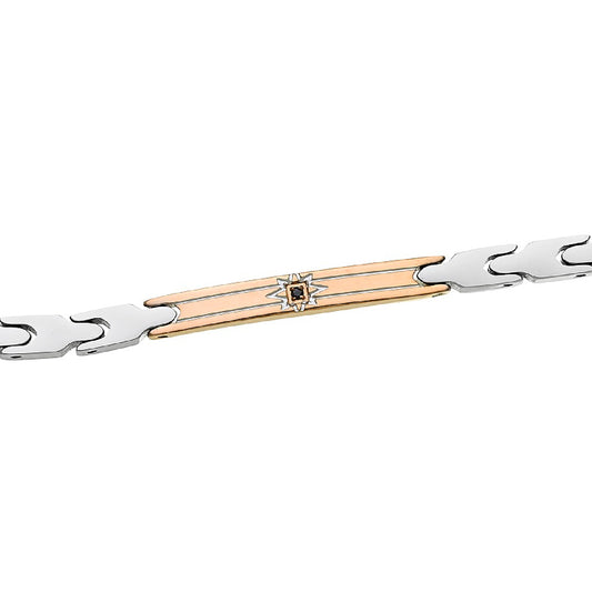 Bracciale da uomo Zancan acciaio piastrina rosé e cristallo 21,5 cm