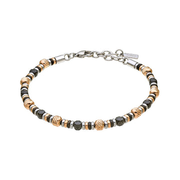 Bracciale da uomo Zancan in acciaio bicolor boules e sferette Regolabile 20-23 cm