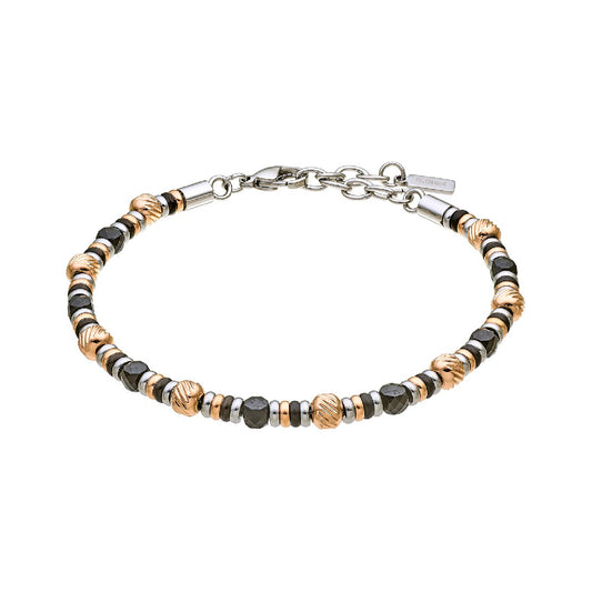 Bracciale da uomo Zancan in acciaio bicolor boules e sferette Regolabile 20-23 cm