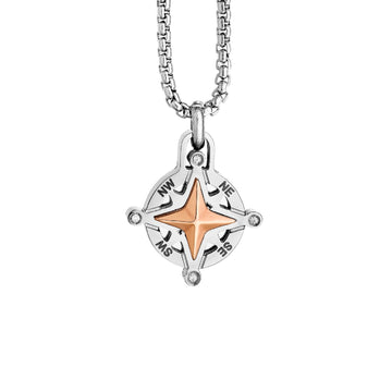 Collana da uomo Zancan in acciaio ciondolo rosa dei venti MISURA UNICA