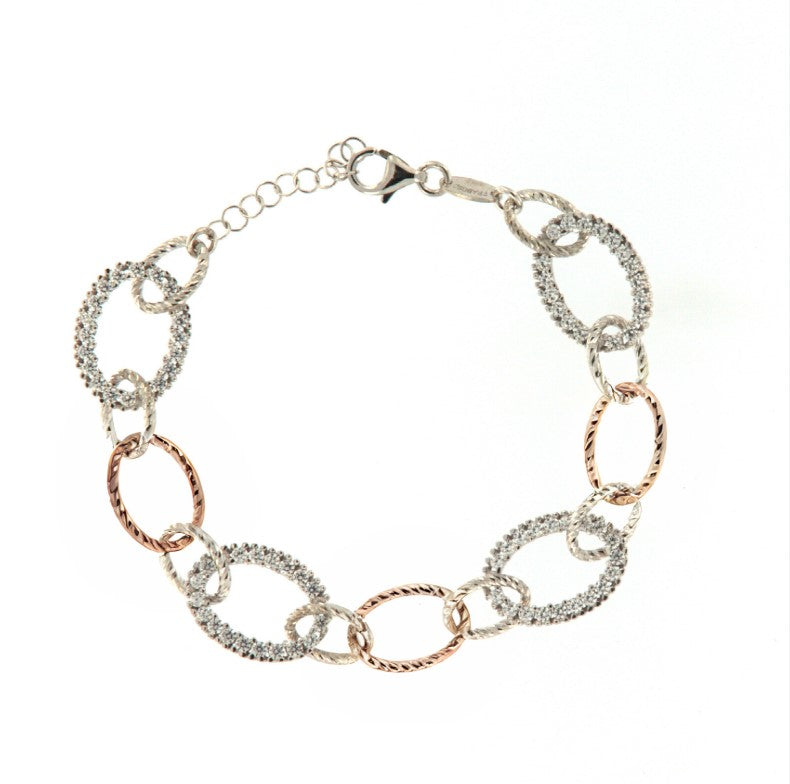 Bracciale donna Fraboso in argento bicolor rosé cristalli