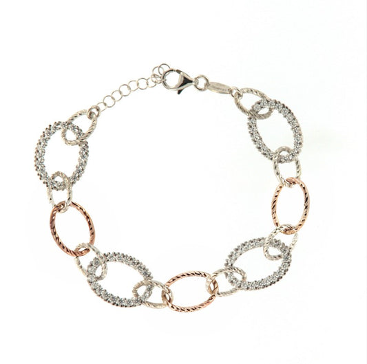 Bracciale donna Fraboso in argento bicolor rosé cristalli