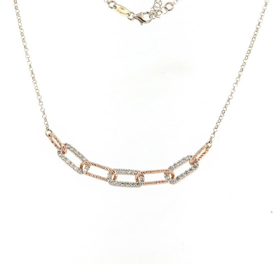 Collana da donna Fraboso in argento bicolor rosé centrale