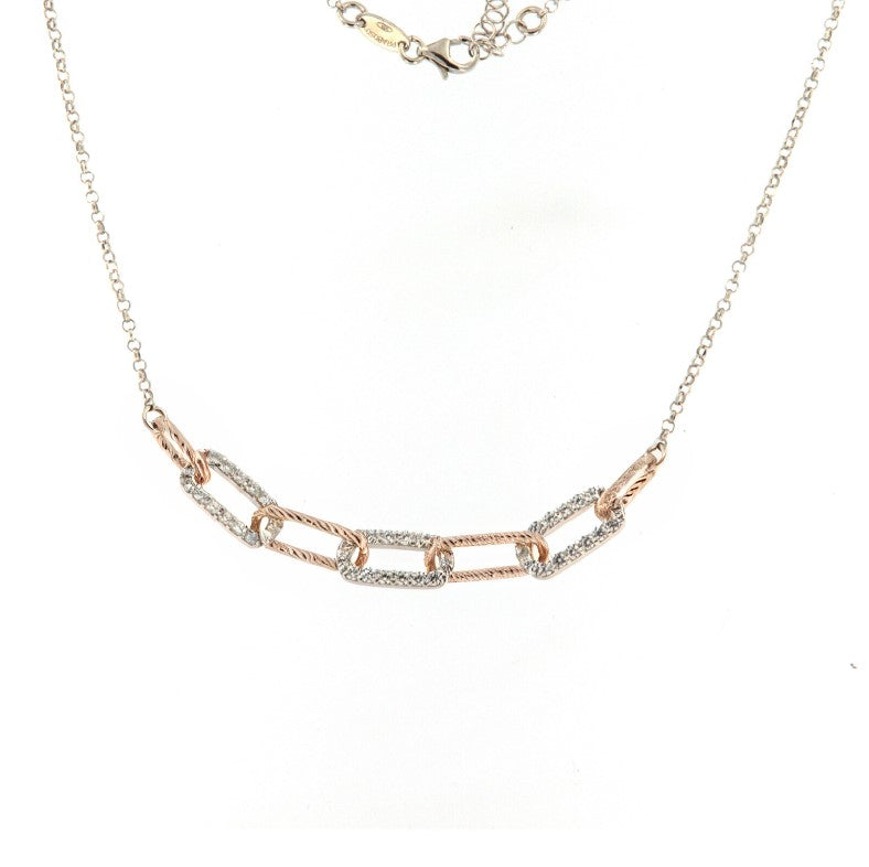 Collana da donna Fraboso in argento bicolor rosé centrale